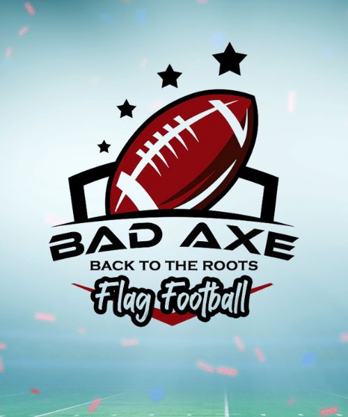 Bad Axe back to the roots flag football register page.